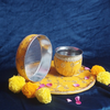 Golden Yellow Embroidered Karwa Chauth Thali Set with Kalash & Channi
