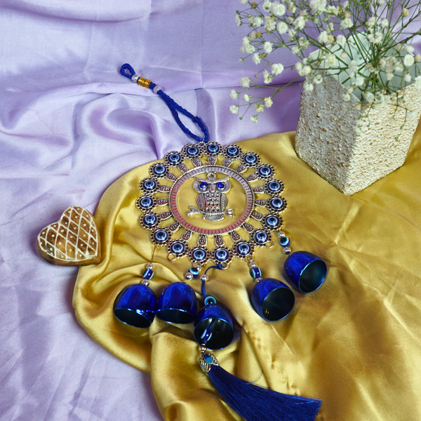 Protective Owl Evil Eye with Hanging Bells