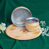 Decorated Karwa Chauth Pooja Golden Pearl Thali Set