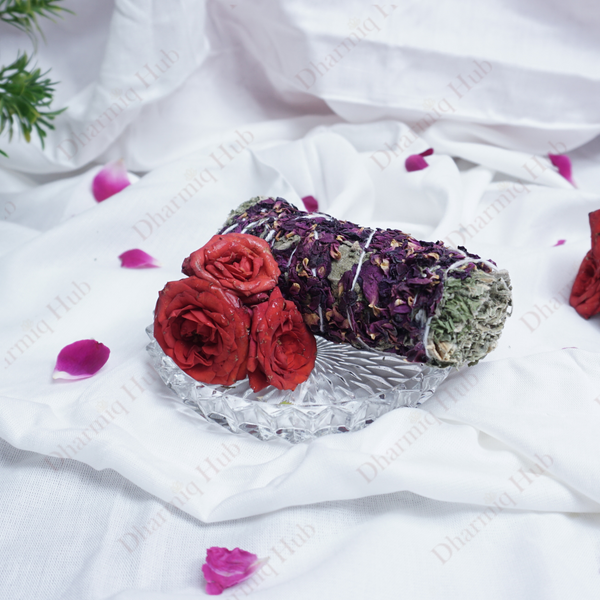 Healing Sage Smudge Sticks with Dried Rose Flowers Pack of 3