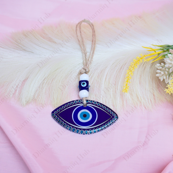 Turkish Evil Eye Wall Hanging Charm with Blue Beads