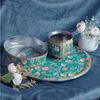 Teal Green Embroidered Karwa Chauth Thali Set with Channi & Kalash