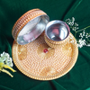 Decorated Karwa Chauth Pooja Golden Pearl Thali Set