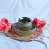 Green & Golden Beaded Karwa Chauth Pooja Thali with Kalash & Channi