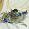 Blue & Golden Beaded Karwa Chauth Pooja Thali Set