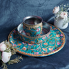 Teal Green Embroidered Karwa Chauth Thali Set with Channi & Kalash