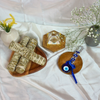 Smudging sage sticks for spiritual cleansing, crystal pyramid, and blue evil eye charm